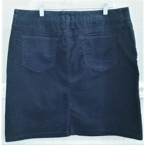 L.L Bean Navy Blue Pinwale Corduroy Utilty Knee Skirt Cotton Stretch 5 Pocket 14 - Picture 3 of 10